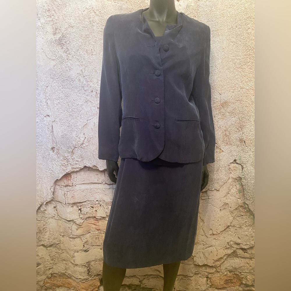 Hand Sewn Navy Silk 3 Piece Ensemble